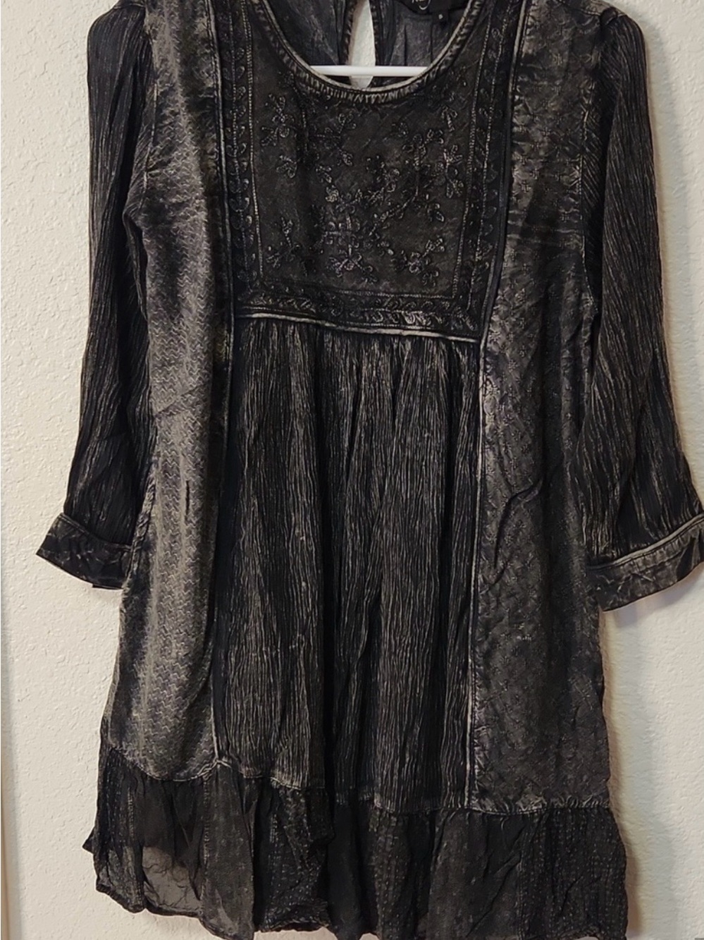 Young Threads Black Crochet Tiered Long-Sleeve Dress - Picture 5 of 6